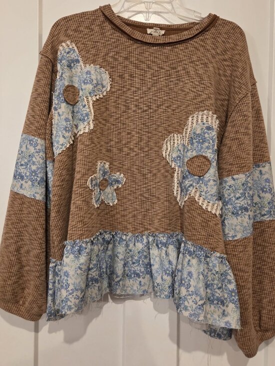 POL Tops - 85.  POL Waffle/Patchwork Sweatshirt